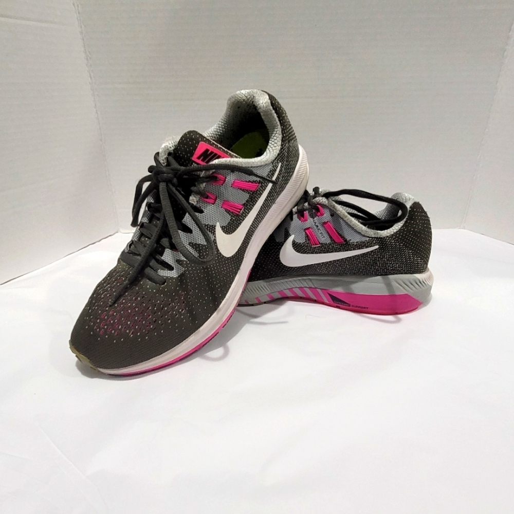 Nike Womens Air Zoom Structure 20 849577-006 Gray Running Shoes Lace Up Size 7.5